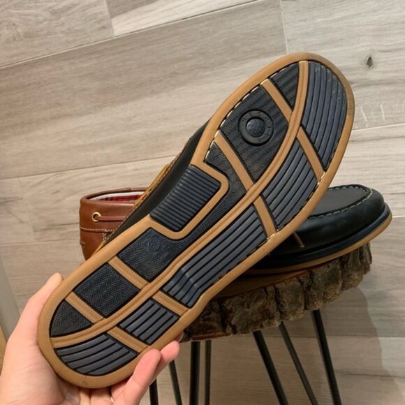 Brand New! Daniel Hechter Paris Mens navy & brown leather deck shoes size 12.5 - Picture 6 of 8